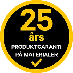25 års produktgaranti på materialer